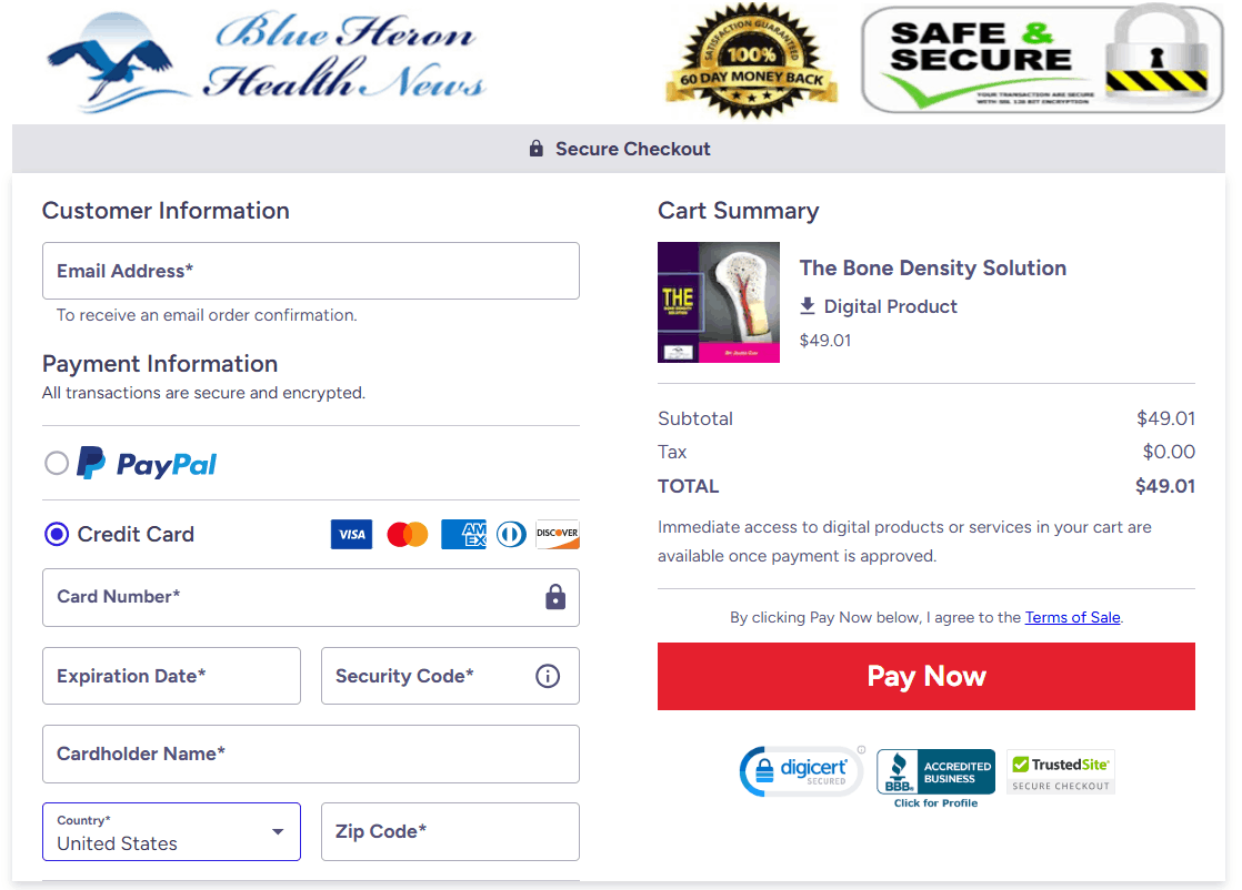 The Bone Density Solution-checkout-page